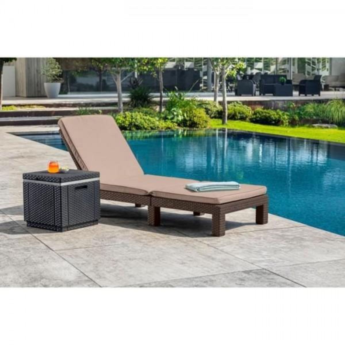 ALLIBERT by KETER Transat Allibert by KETER - Daytona - bain de soleil - résine imitation rotin tressé - marron - dossier réglable