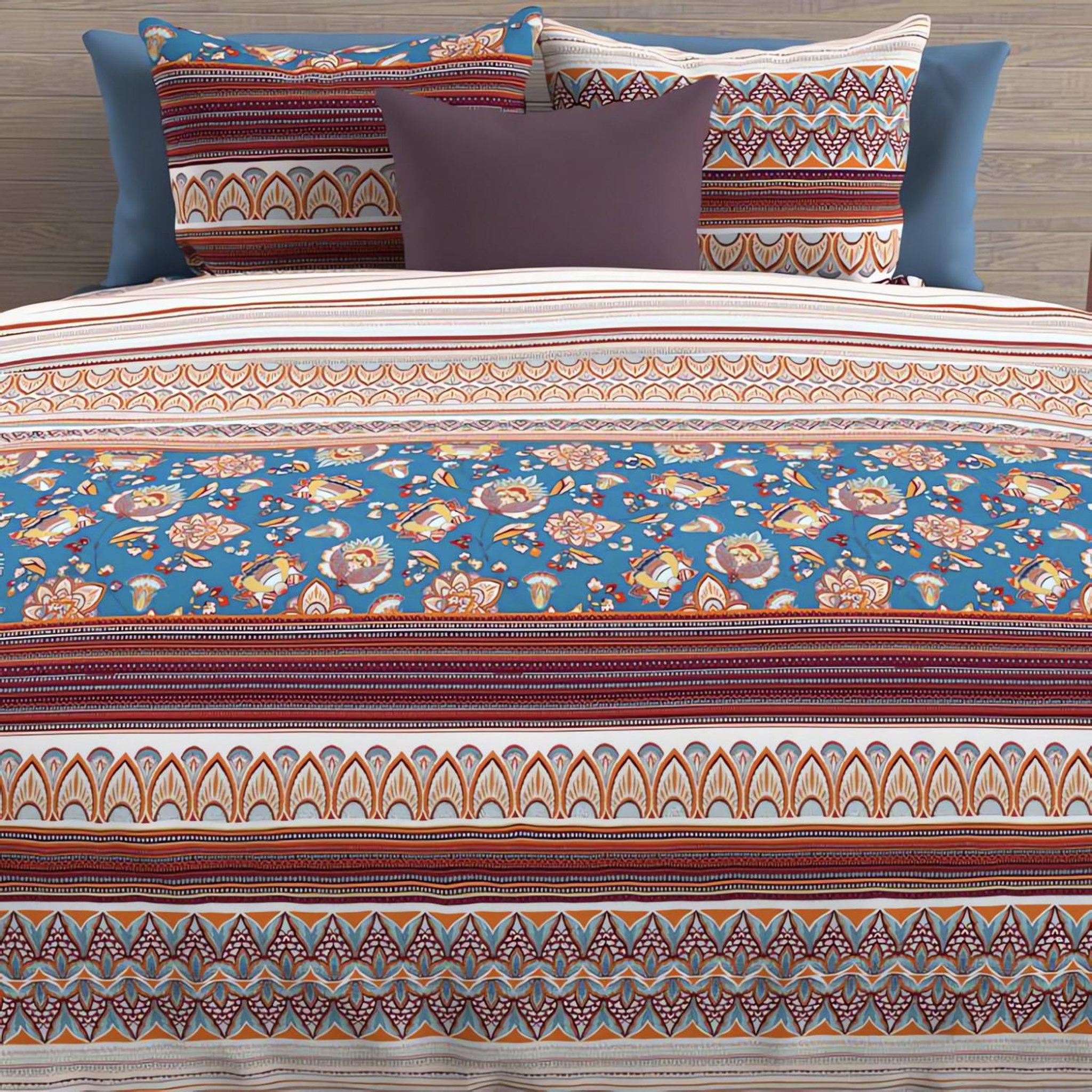 Voir la diapositive 2 : SOLEIL D'OCRE Parure housse de couette en coton 57 fils/cm2 JAIPUR, par Soleil d'Ocre