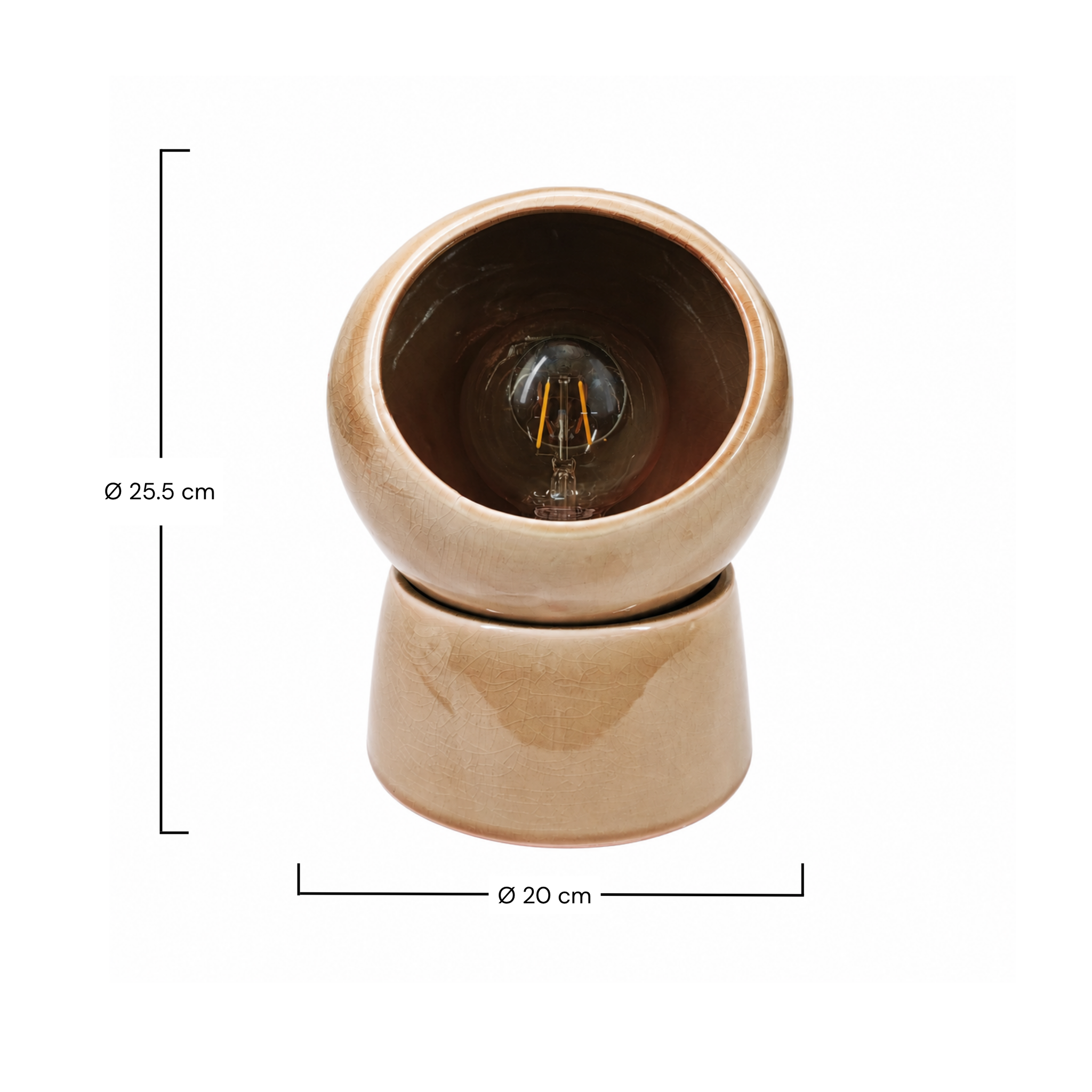 Voir la diapositive 4 : MAISON PAVANE Lampe à poser en céramique beige-Halo