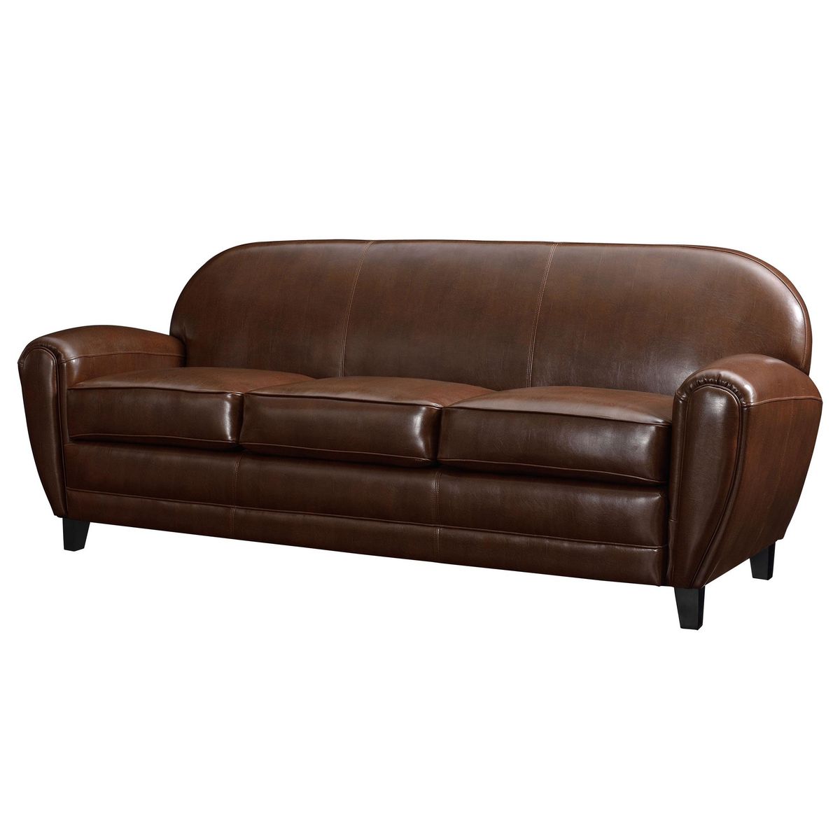 Rendez vous déco Canapé 3 places marron en croute de cuir enduite - Club