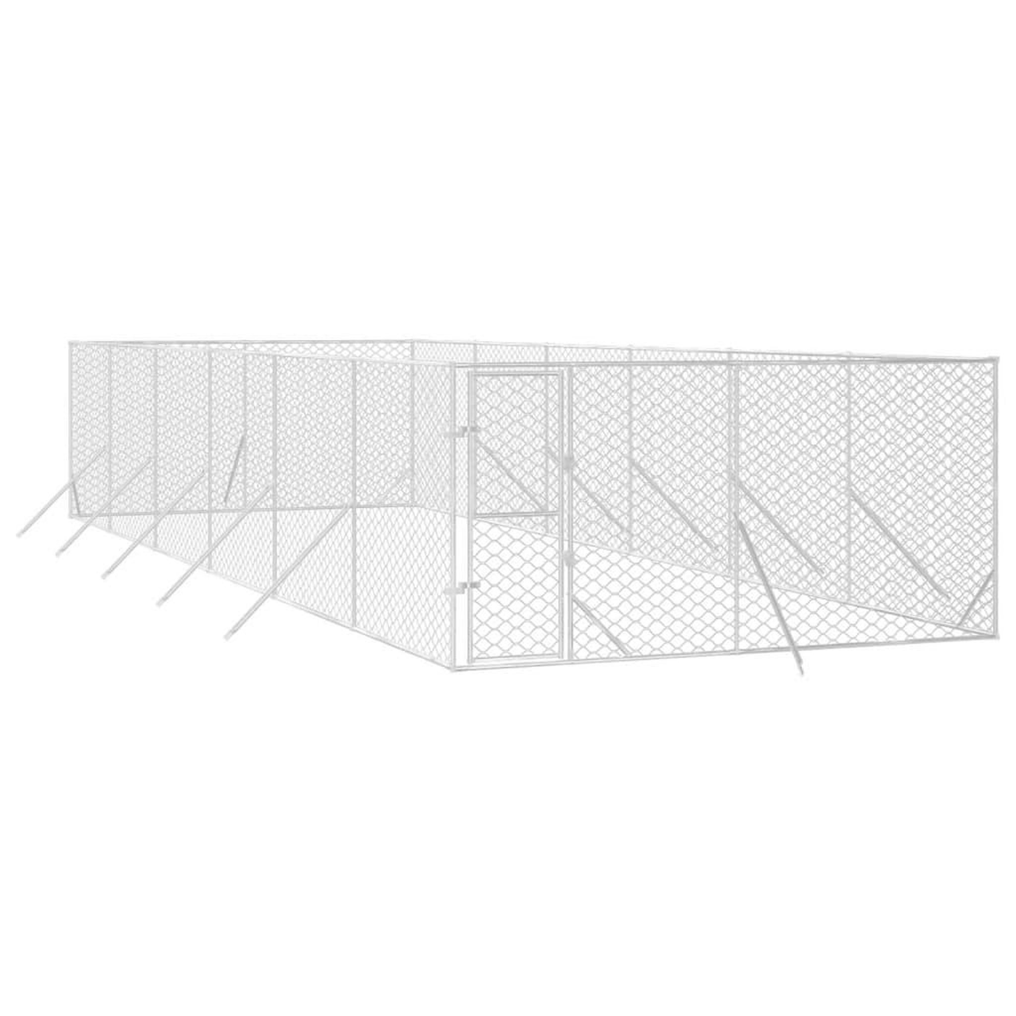 Voir la diapositive 3 : VIDAXL Chenil d'exterieur pour chiens argente 4x12x2 m acier galvanise