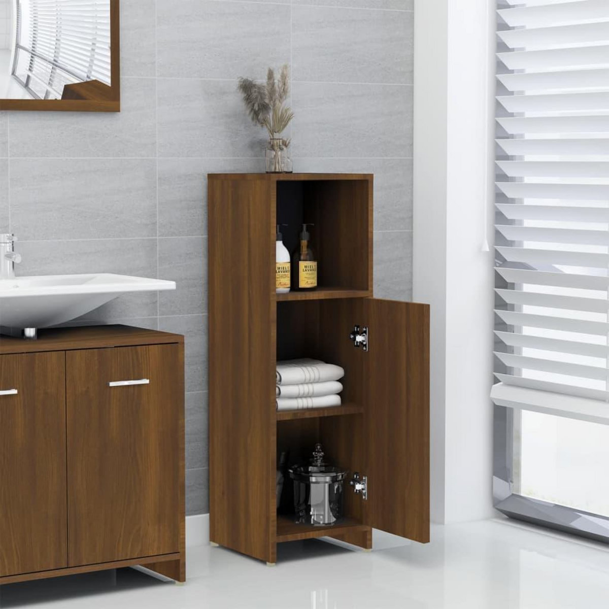 VIDAXL Armoire de bain Chene marron 30x30x95 cm Bois d'ingenierie