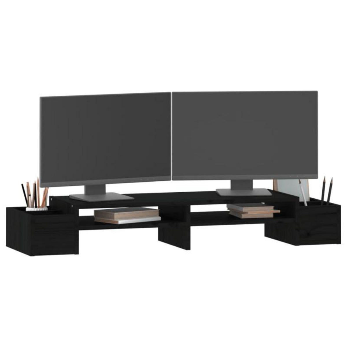 VIDAXL Support de moniteur Noir 100x27,5x15 cm Bois de pin solide