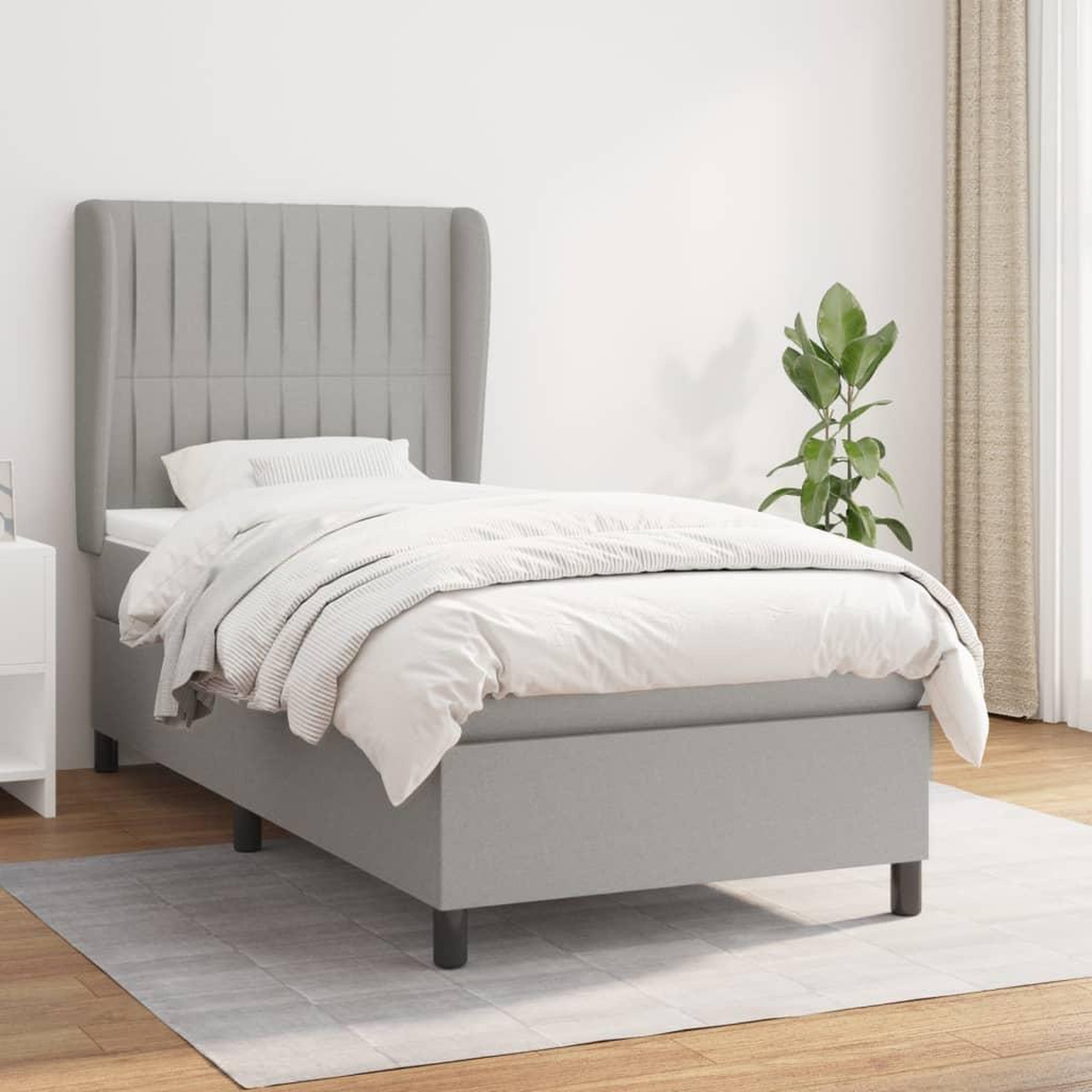 Voir la diapositive 1 : VIDAXL Sommier a lattes de lit avec matelas Gris clair 80x200 cm Tissu