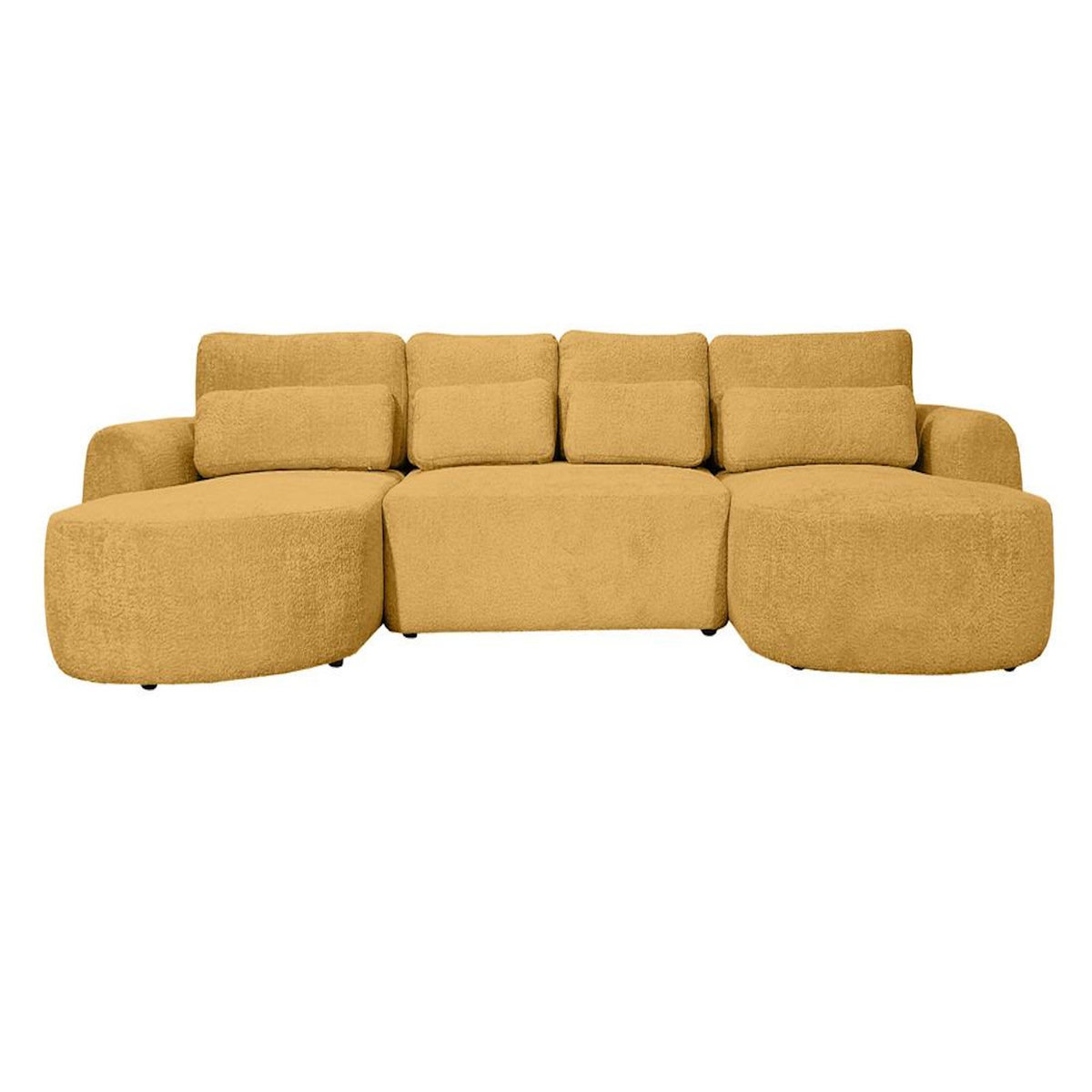 BEST MOBILIER Mahina - canapé panoramique en u 7 places - convertible avec coffre - en tissu bouclette