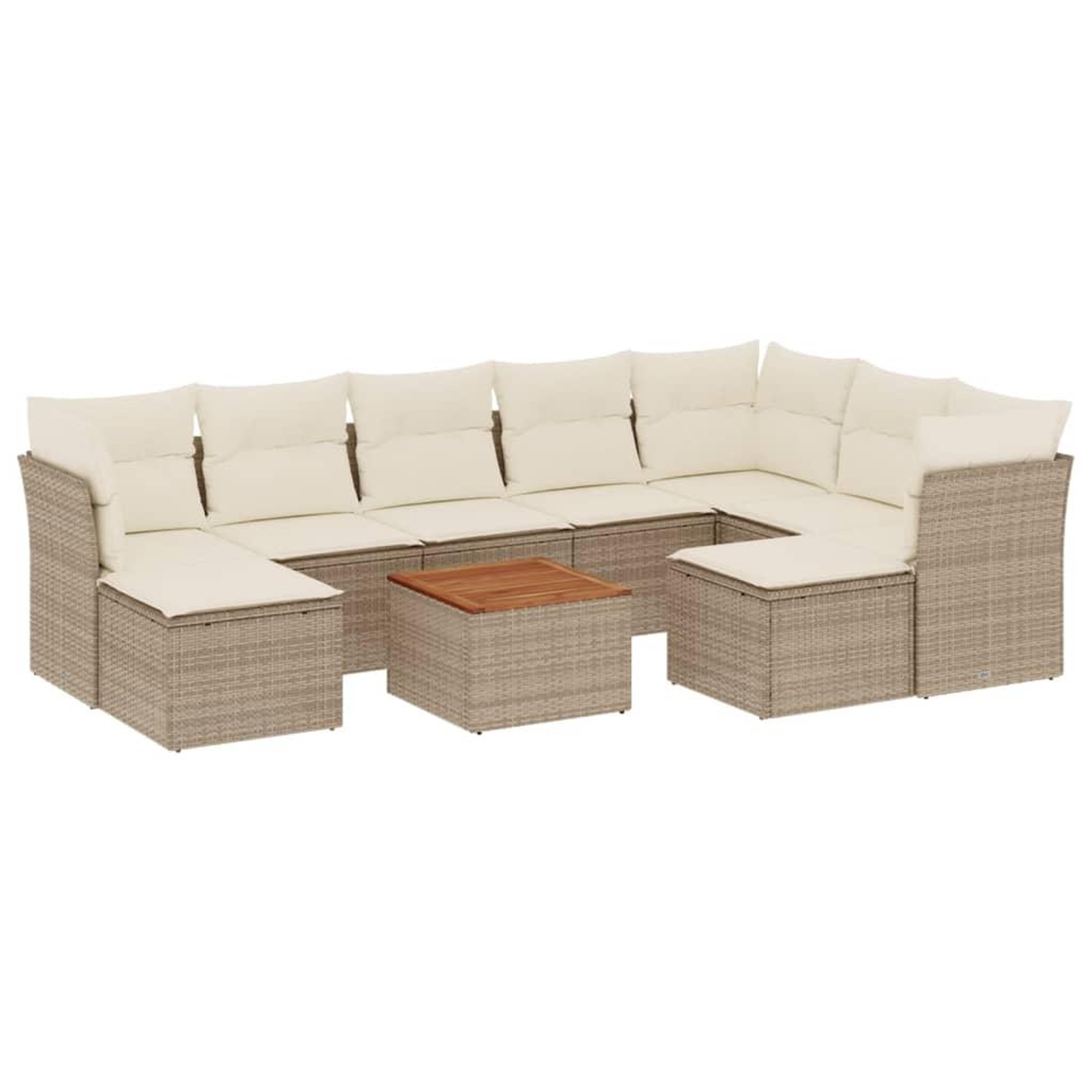 Voir la diapositive 2 : VIDAXL Salon de jardin avec coussins 10 pcs beige resine tressee