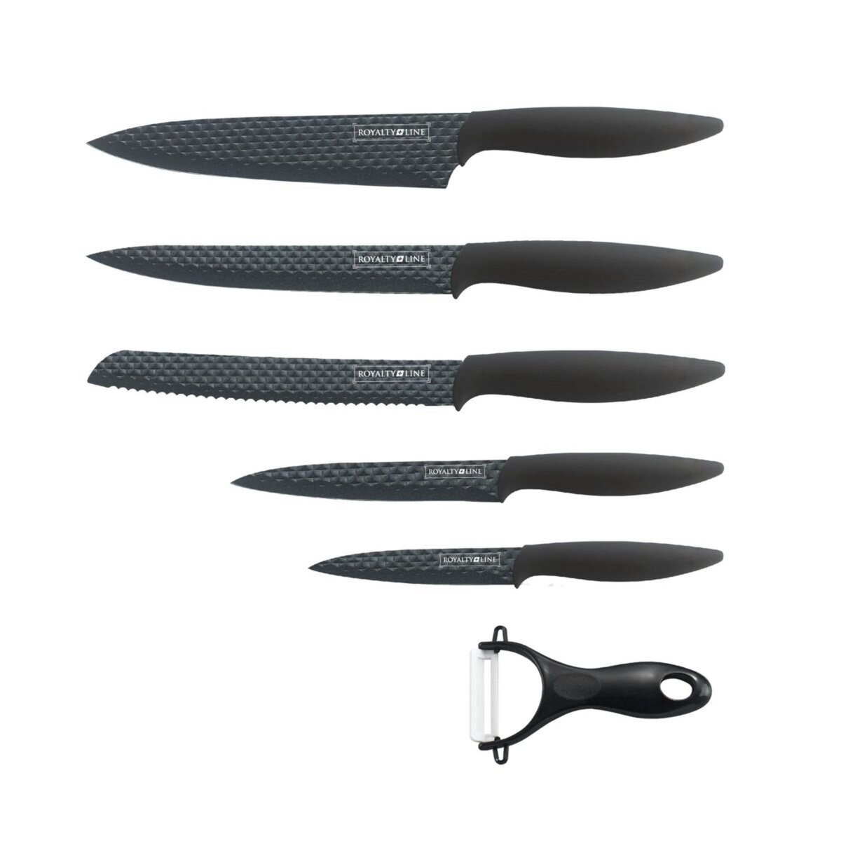 Coffret 5 couteaux et éplucheur en acier noir