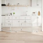 VIDAXL Barriere pour chiens et porte 4 panneaux blanc bois de peuplier