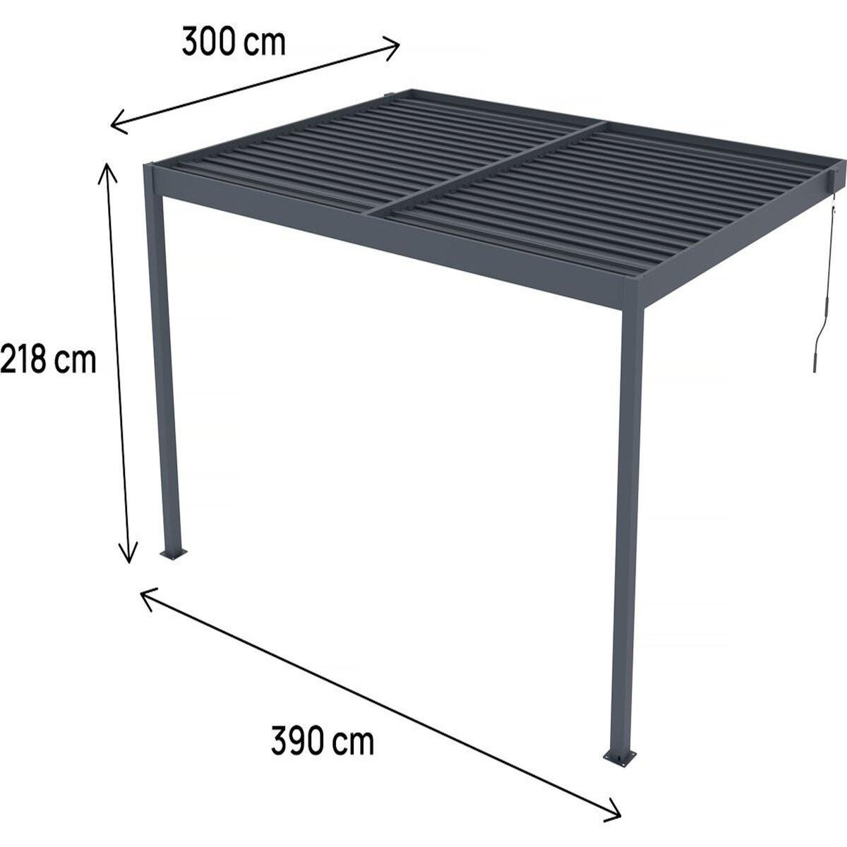 Habitat et Jardin Pergola adossée en aluminium  Windsor  - Gris anthracite - 3 x 4 m