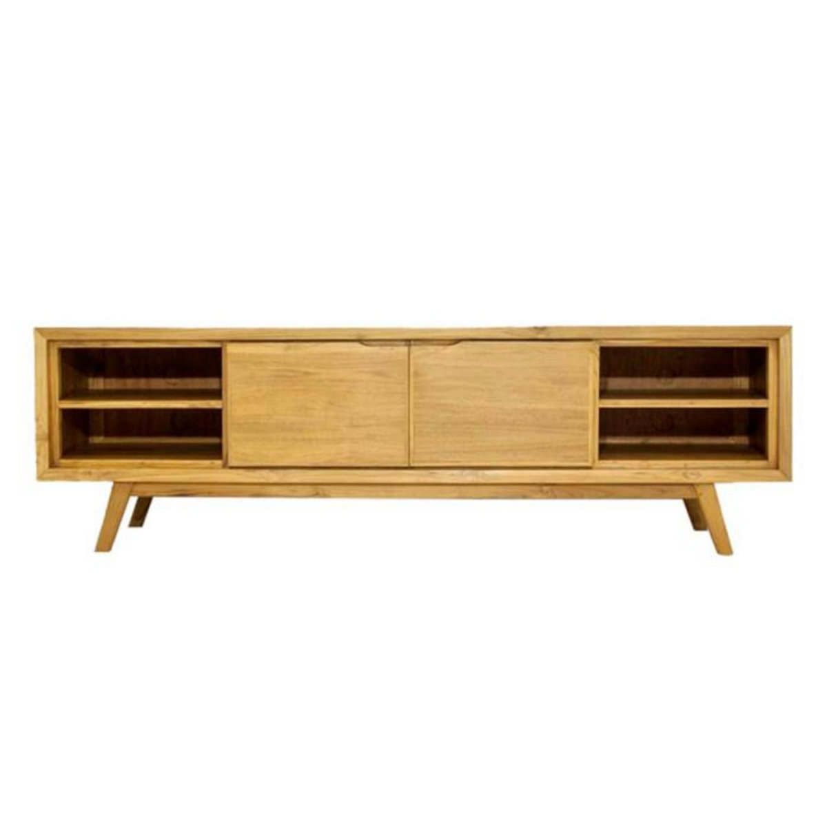 Paris Prix Meuble TV 2 Portes 4 Niches  Fiftees  180cm Naturel