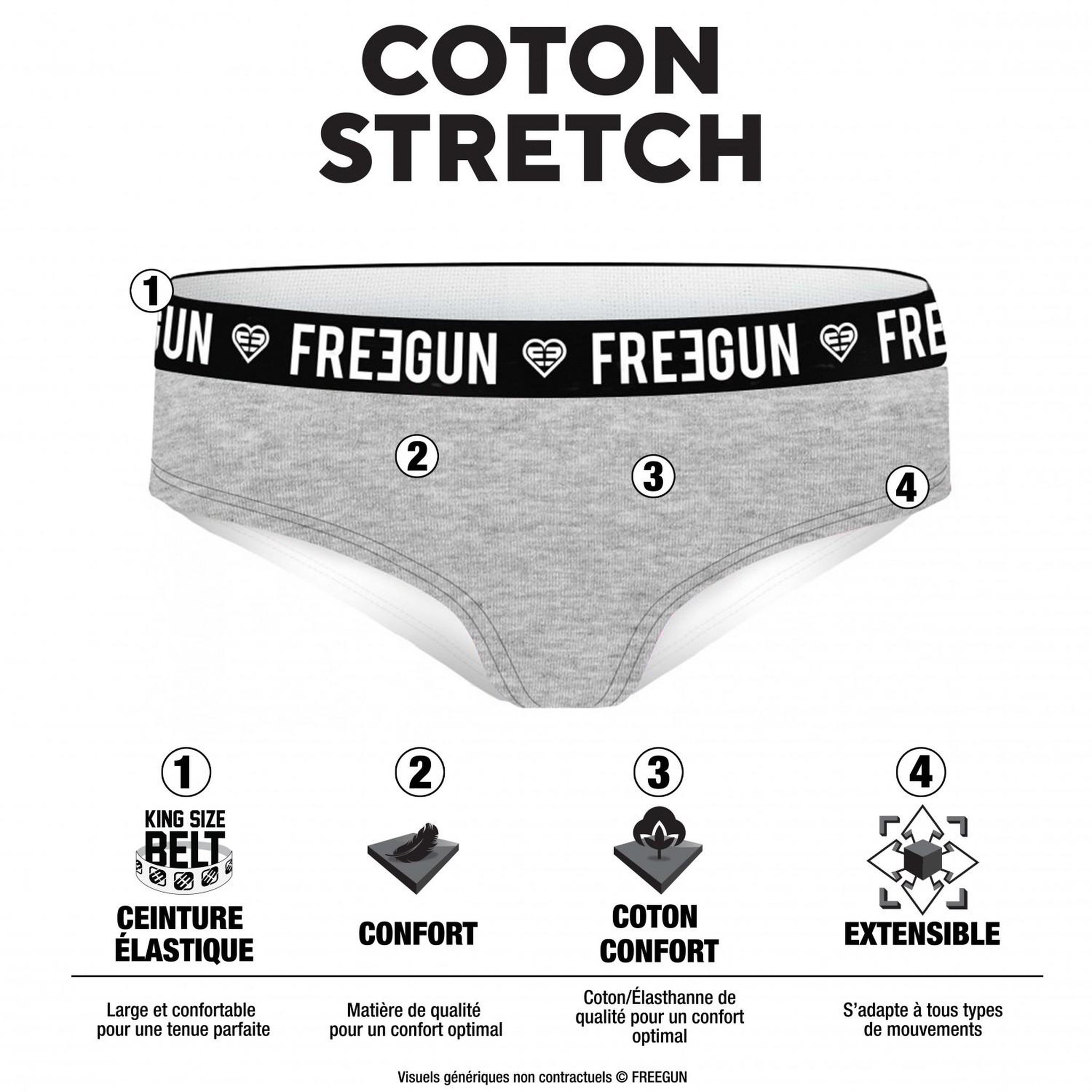 Voir la diapositive 4 : FREEGUN Pack surprise de 3 boxers coton femme