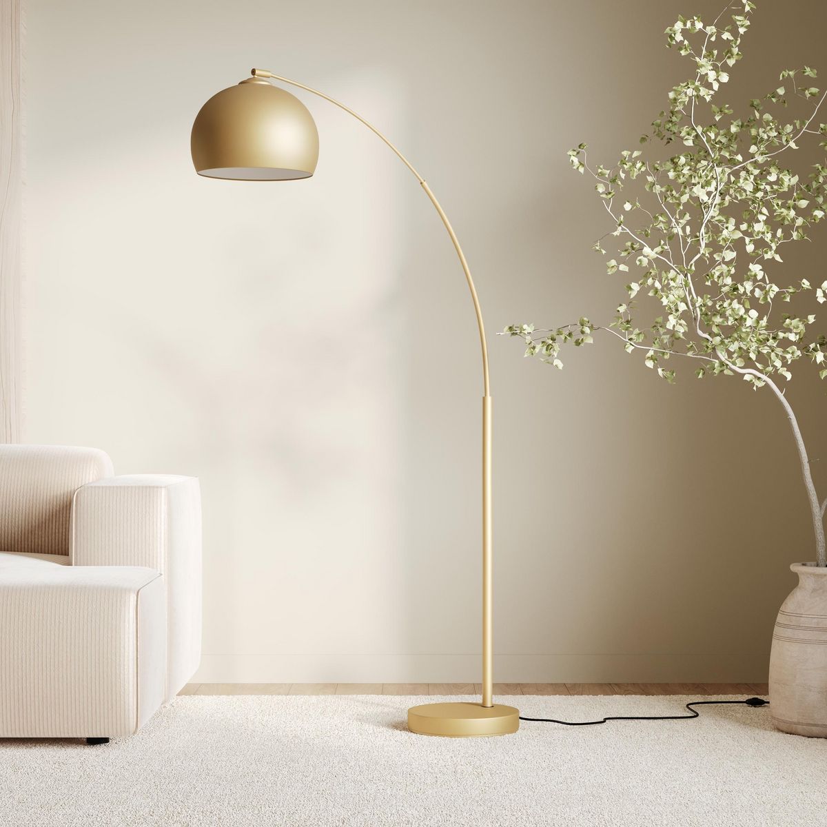 Rendez vous déco Lampadaire en métal couleur noir et laiton - Dinard