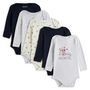 Voir la diapositive 1 : INEXTENSO Lot de 5 bodies manches longues biche fille