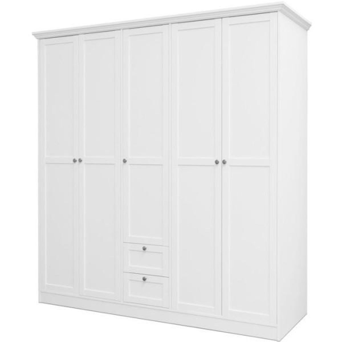 MARKET24 Armoire de chambre - LANDWOOD 19 - Blanc - 5 portes - 187 x 67 x 200 cm