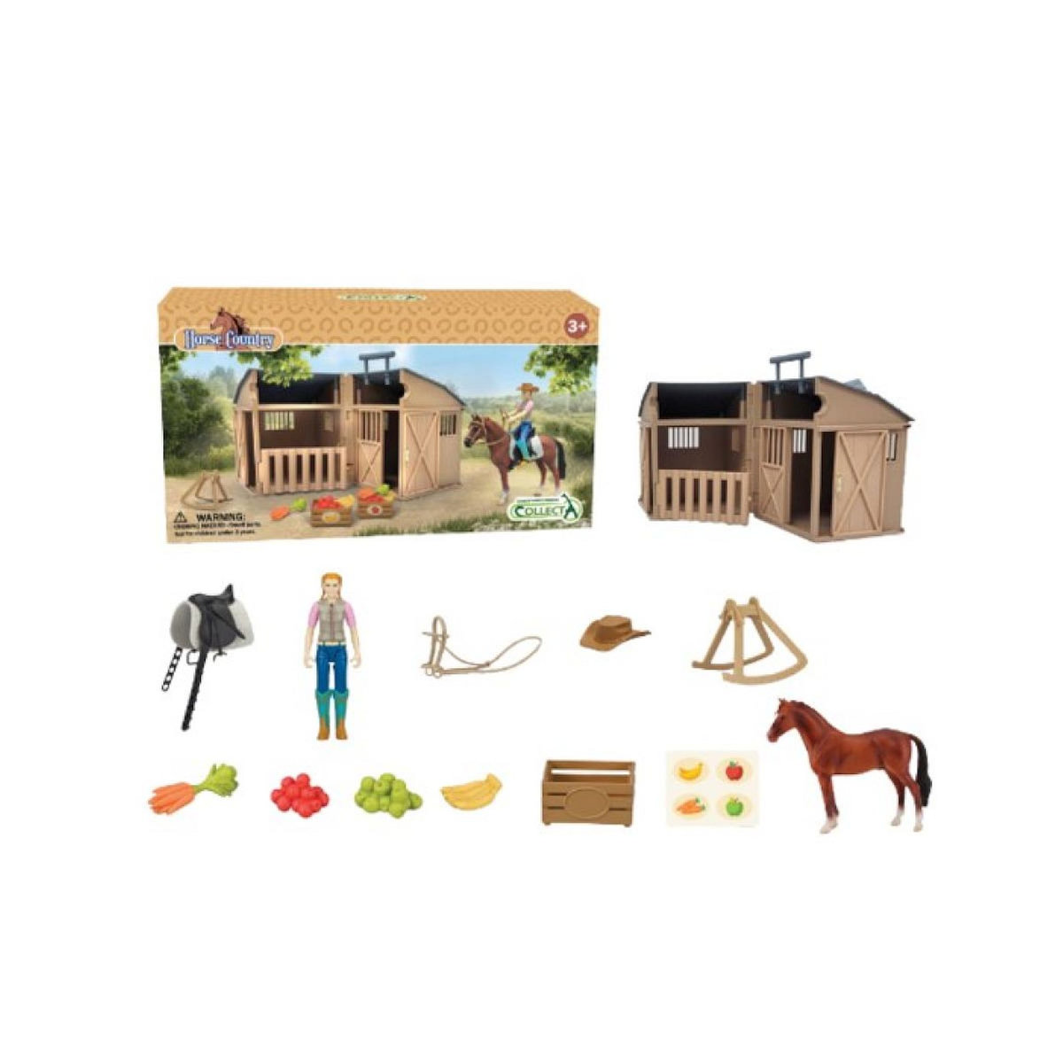 Figurines Collecta Chevaux - Cavalière avec cheval  and  écurie