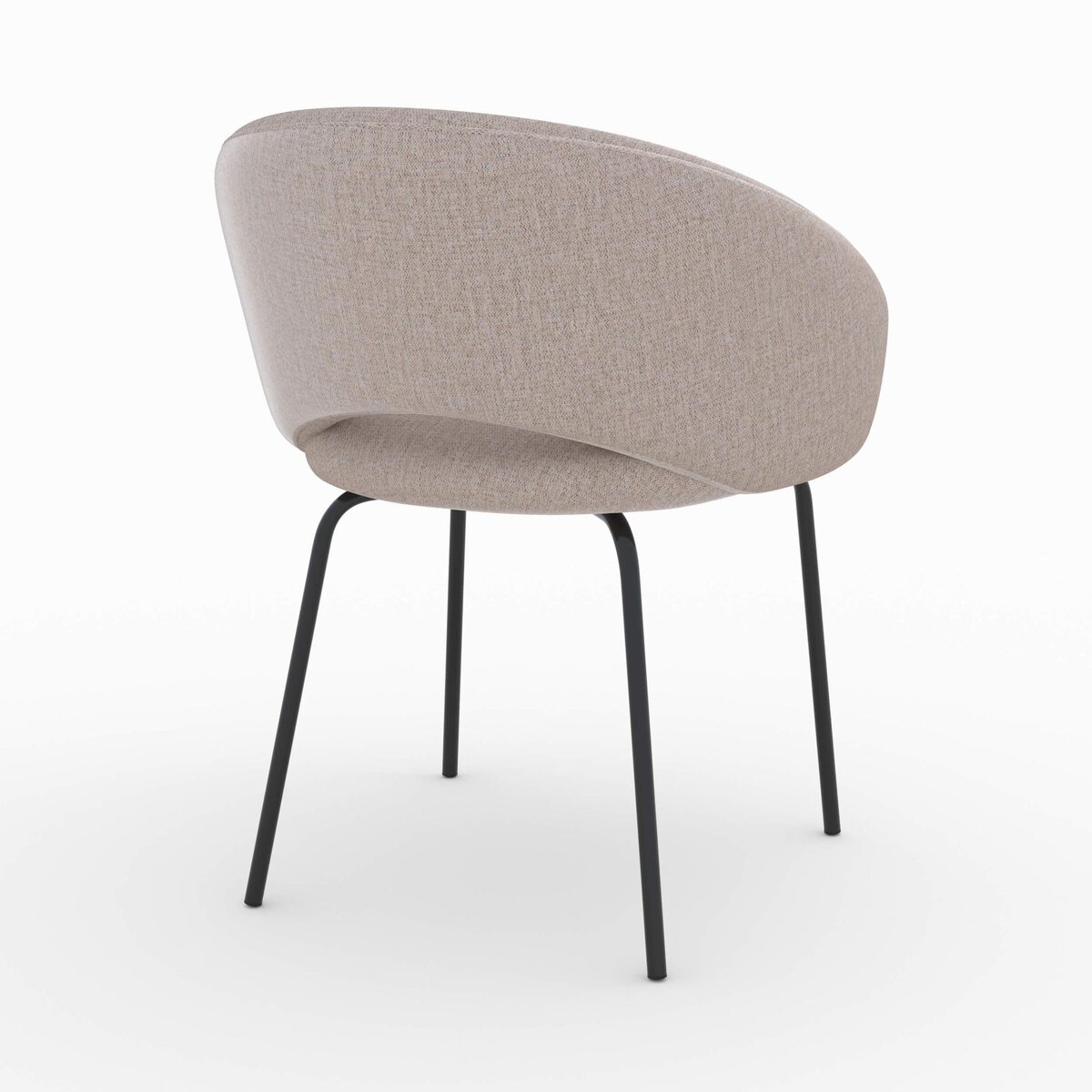 Rendez vous déco Chaise en tissu beige chiné et pieds noirs - Milly