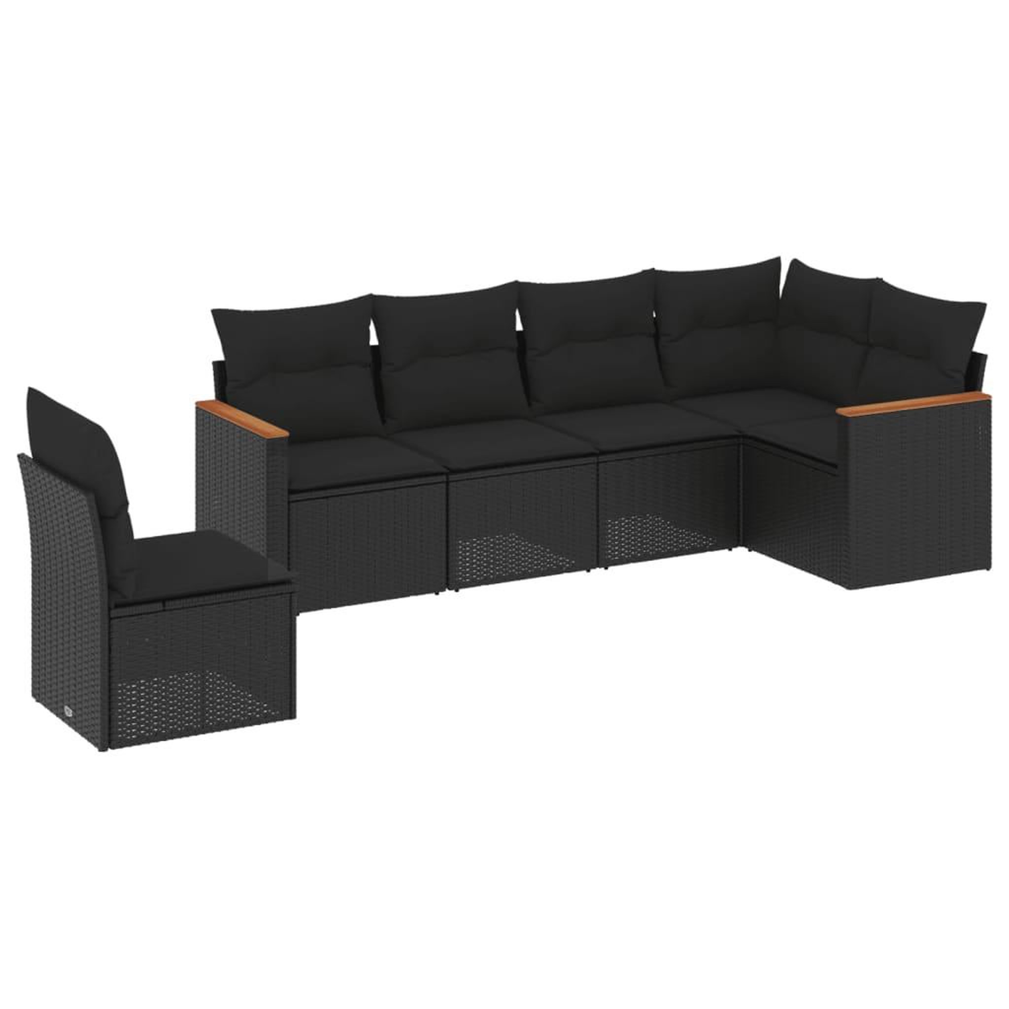 Voir la diapositive 2 : VIDAXL Salon de jardin 6 pcs avec coussins noir resine tressee