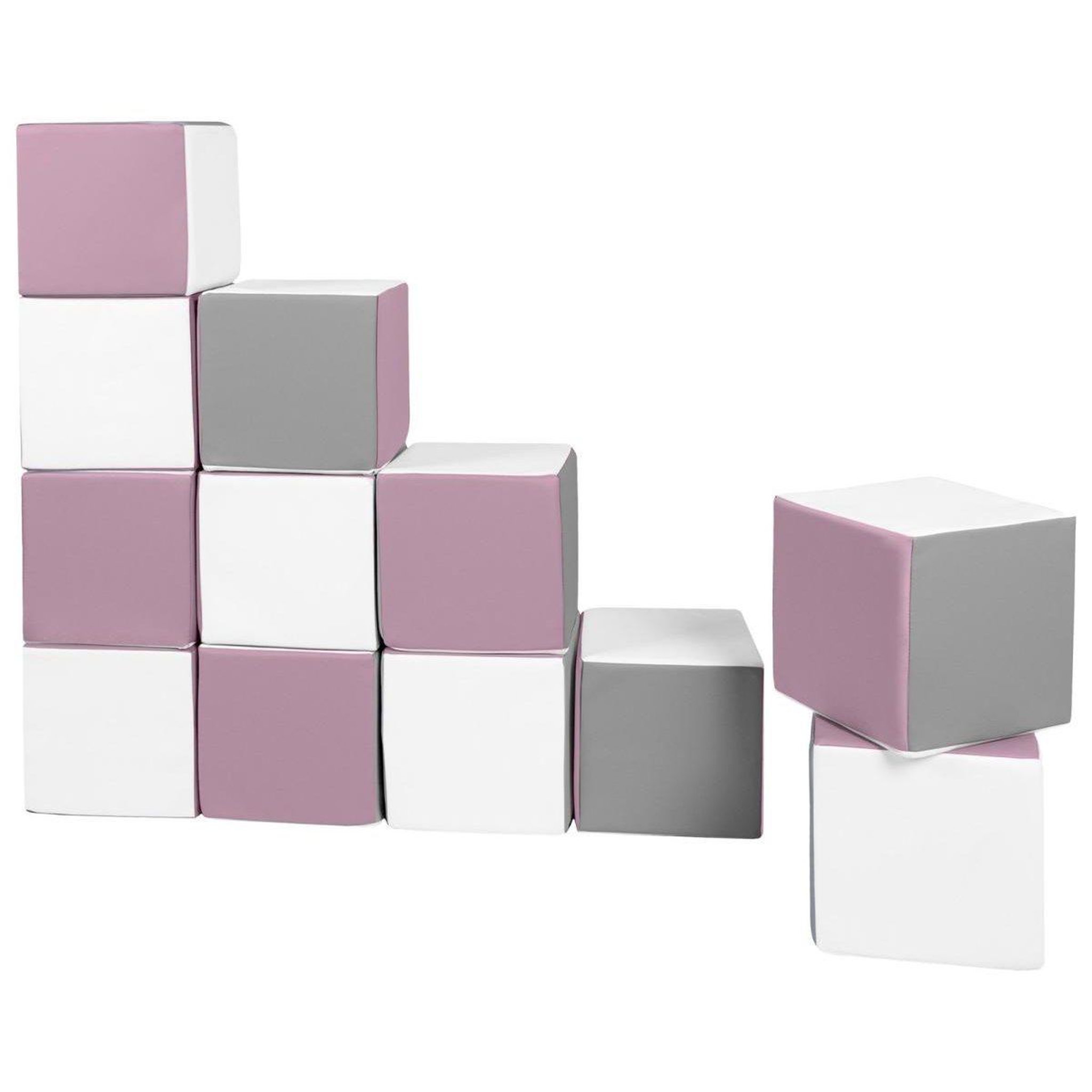 Voir la diapositive 2 : VELINDA Cubes - Lot de 12 blocs en mousse — blanc, gris, violet