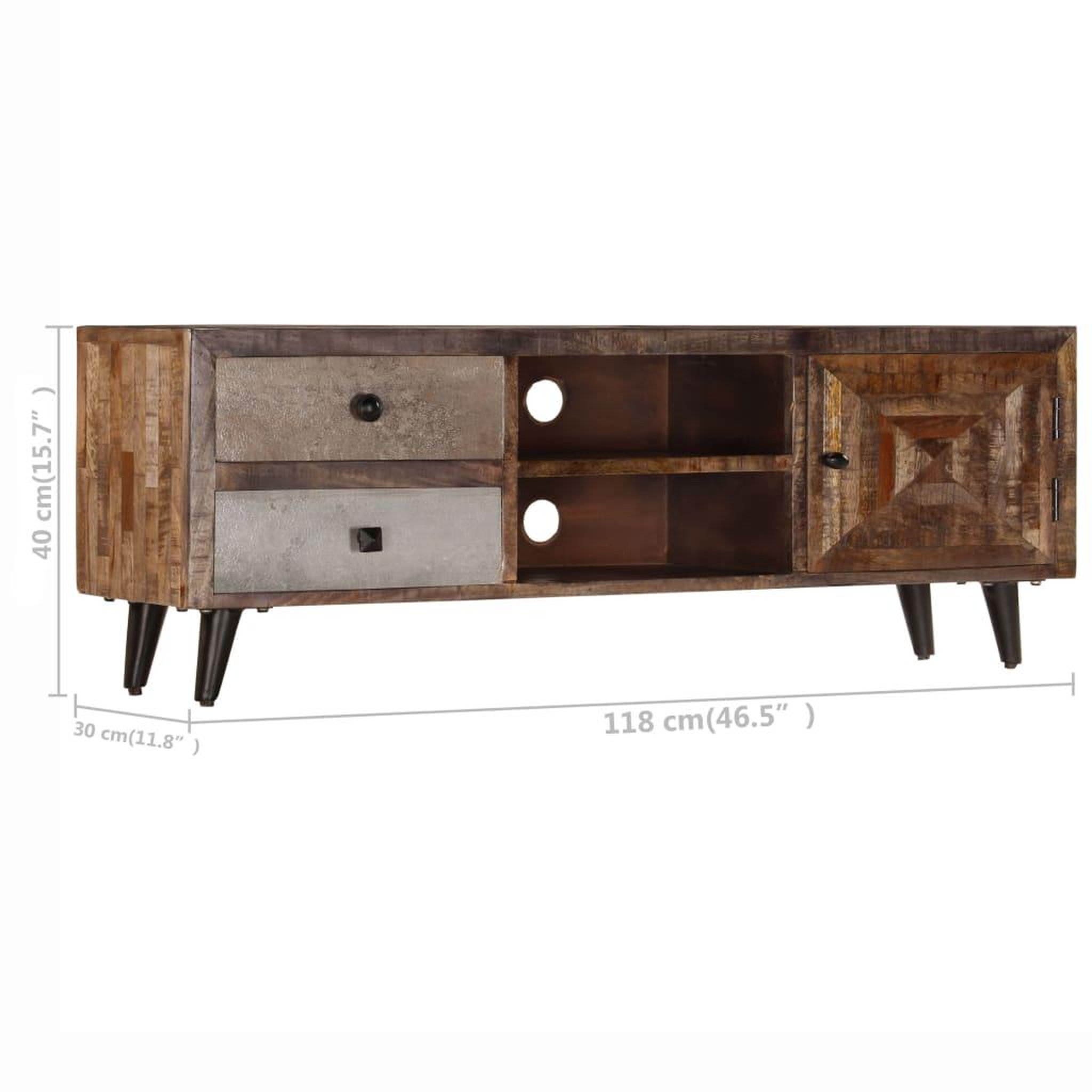Voir la diapositive 6 : VIDAXL Meuble tv 118x30x40 cm bois de manguier massif