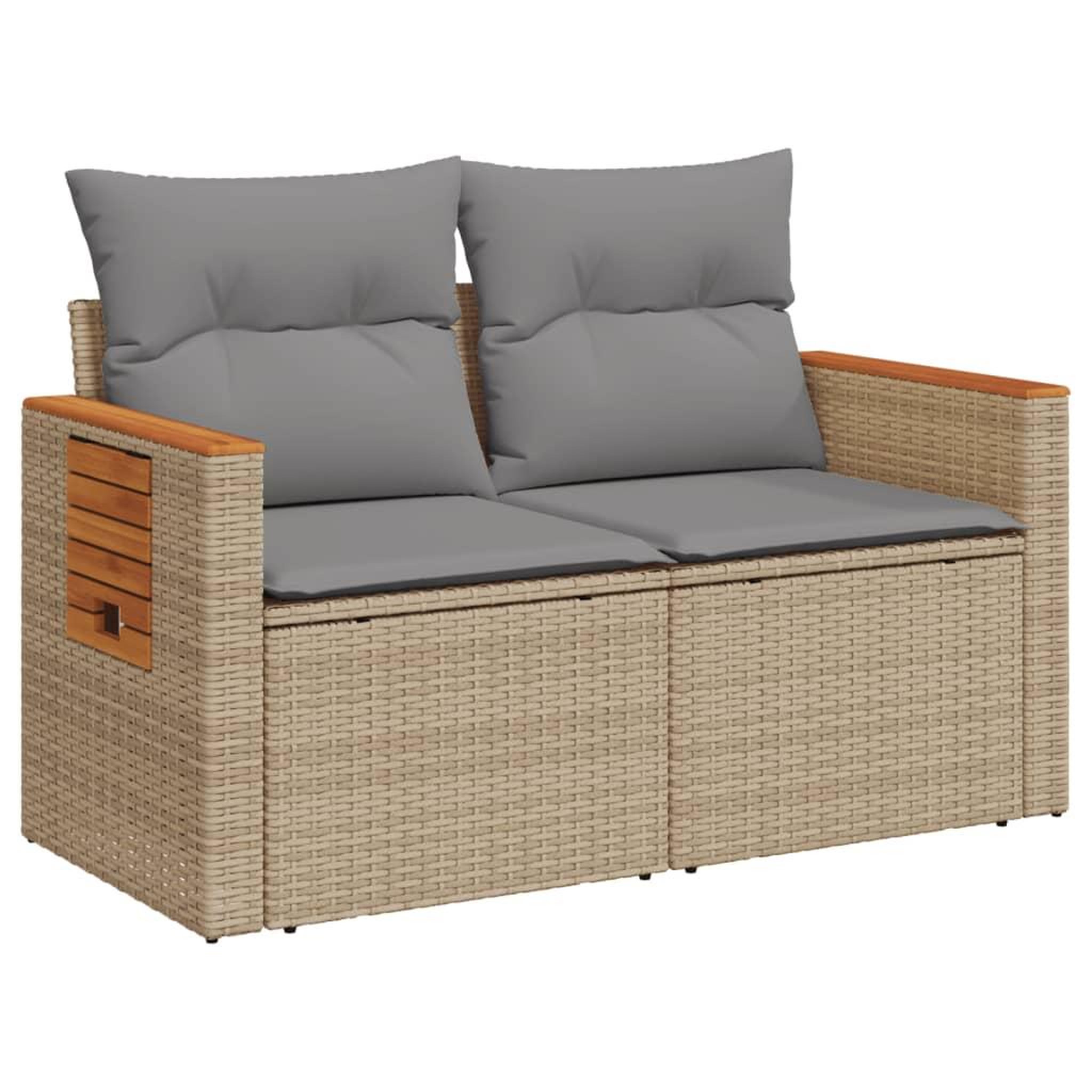 Voir la diapositive 2 : VIDAXL Canape de jardin avec coussins 2 places beige resine tressee