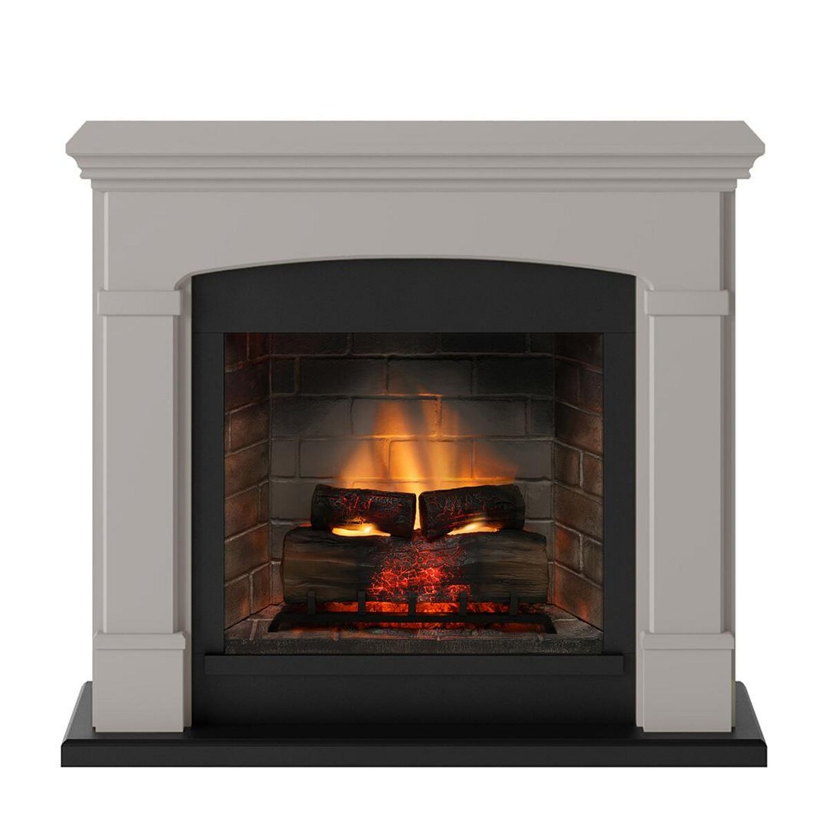CENTRALE BRICO Cheminée électrique connectée 1400W - HELMI Powerflame 2 - effets flammes 3D et crépitement - Beige