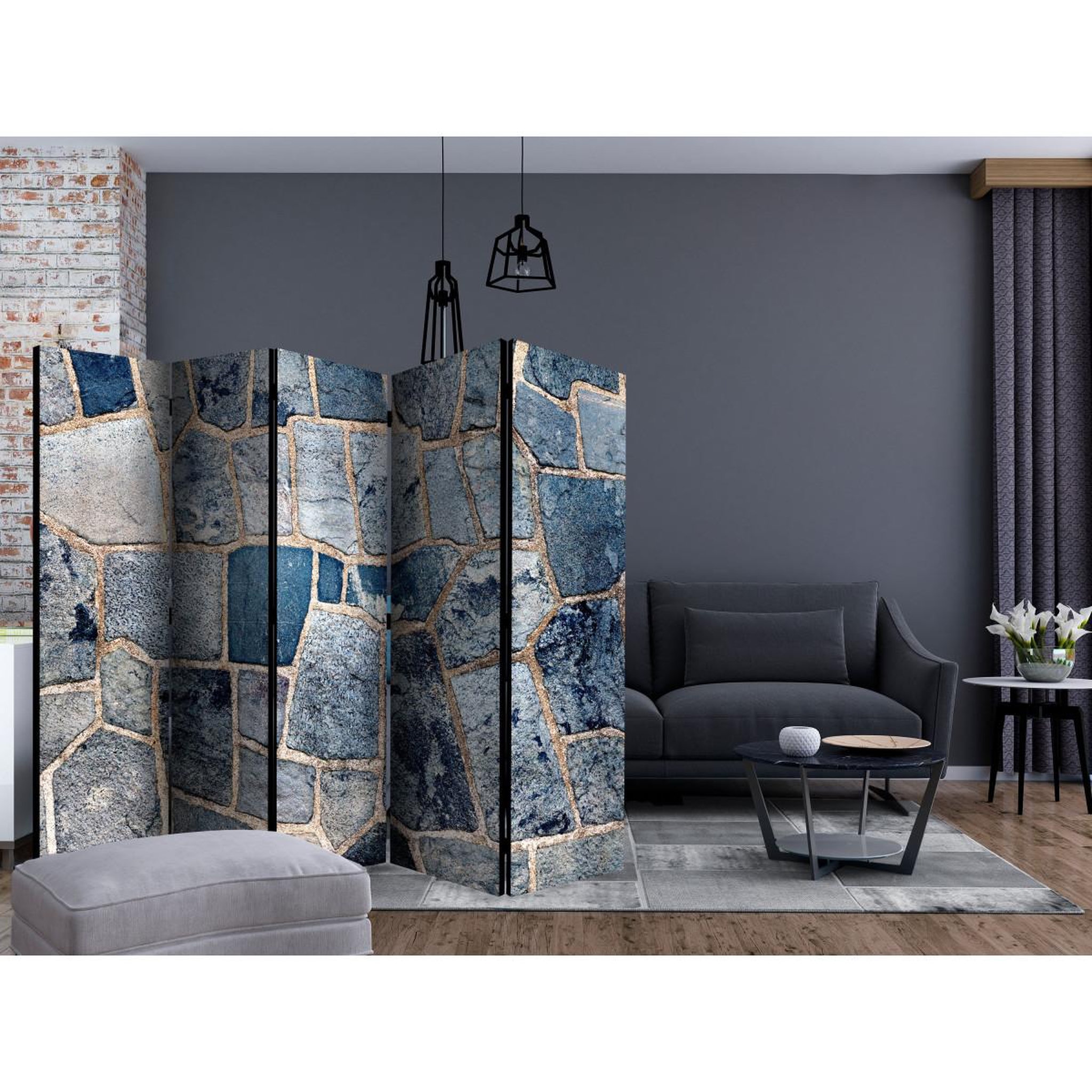Voir la diapositive 2 : Paris Prix Paravent 5 volets  sapphire stone  172x225cm