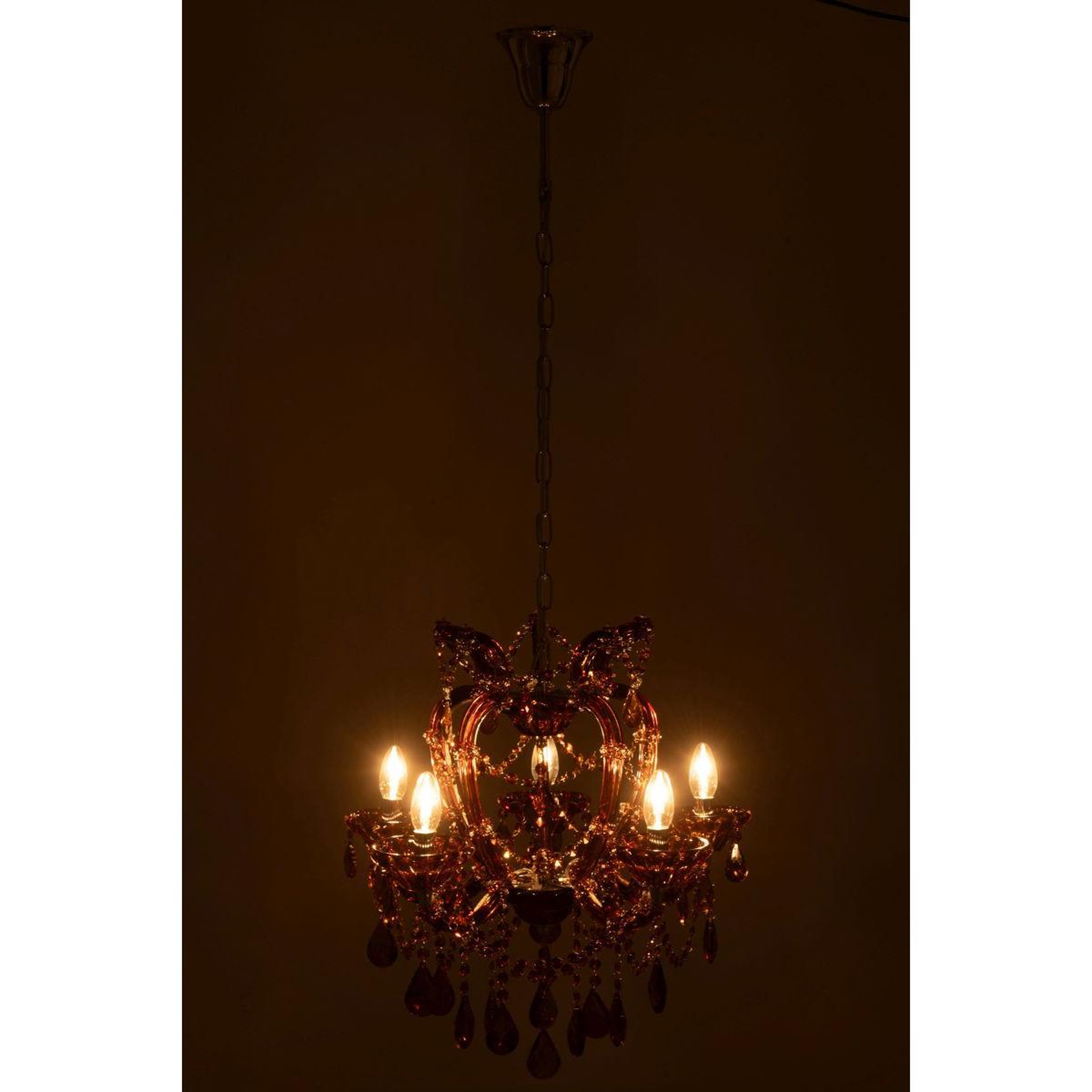 Voir la diapositive 4 : J-LINE Lustre en Verre  Antique  57cm Marron
