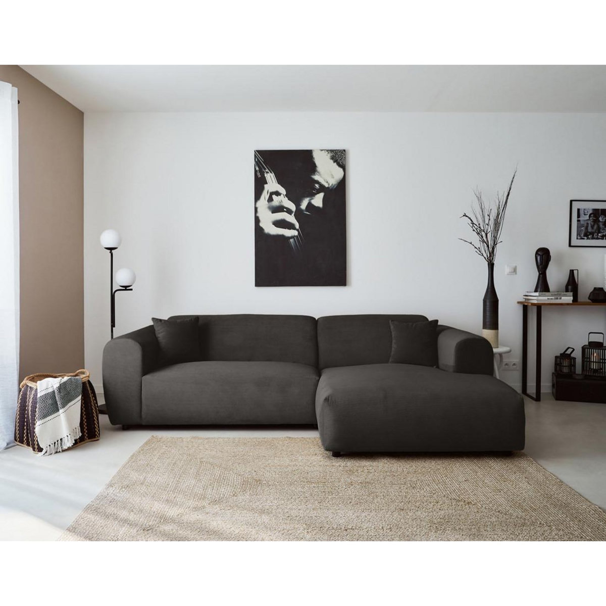 LISA DESIGN Aumance - canapé d'angle droit 4 places - en velours côtelé