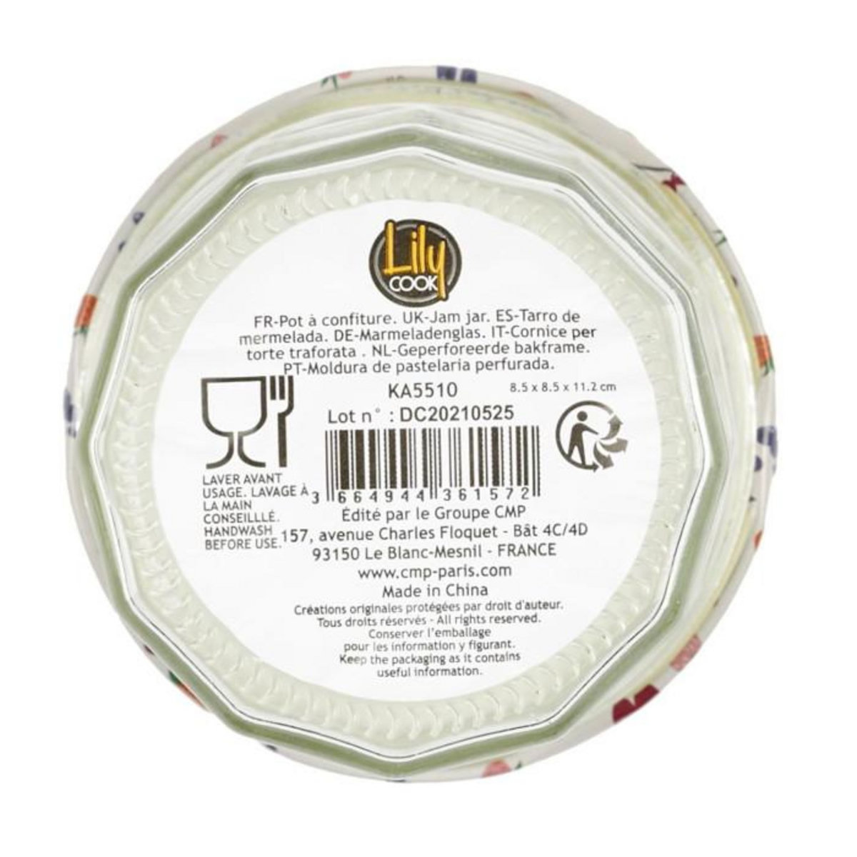 Paris Prix Pot à Confiture Imprimé  Couvercle  30cl Transparent