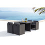 Voir la diapositive 6 : CONCEPT USINE Table et chaises 4 places encastrables alu et résin noir-gris SUNSET