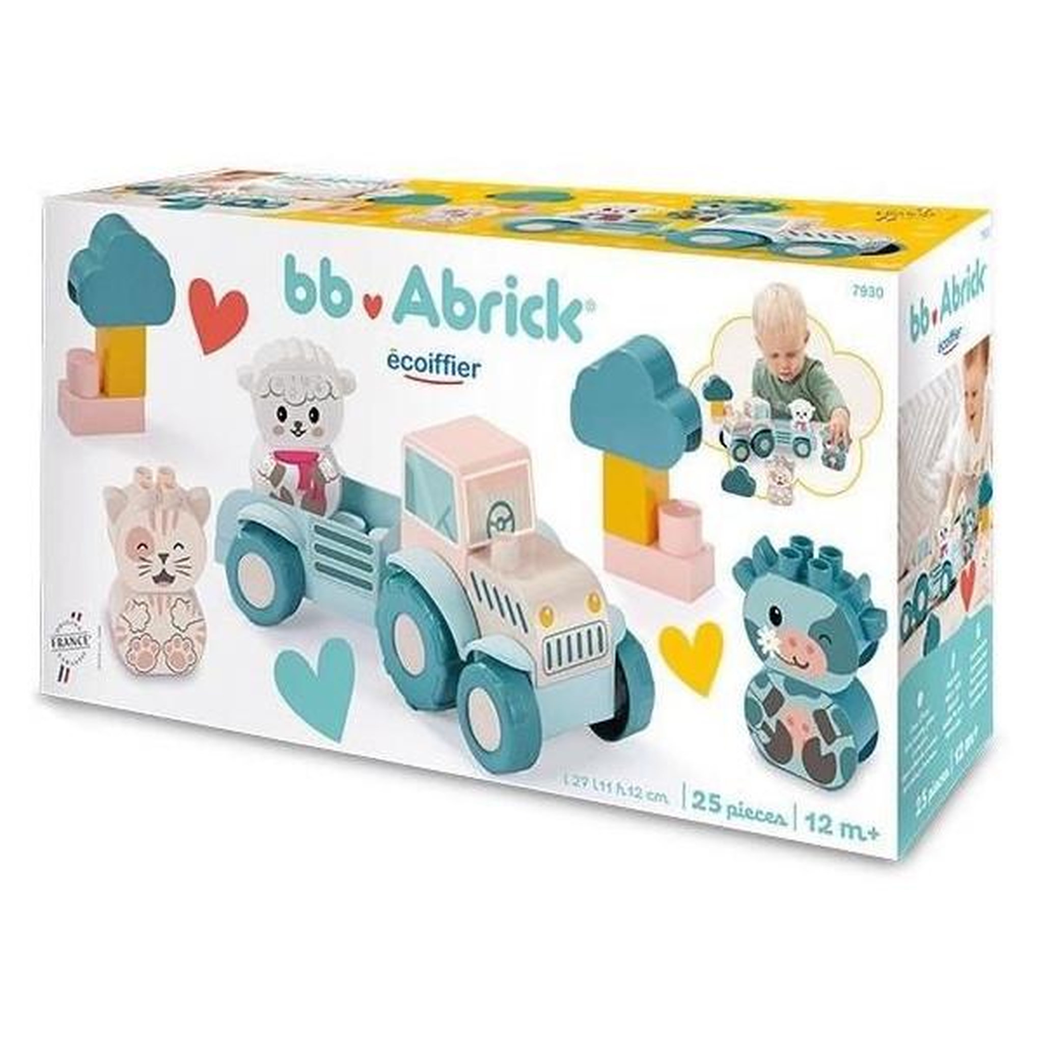 Ecoiffier Tracteur - Ecoiffier - Mon premier tracteur - 25 pieces - Couleur pastel - Pour bébé 12 mois