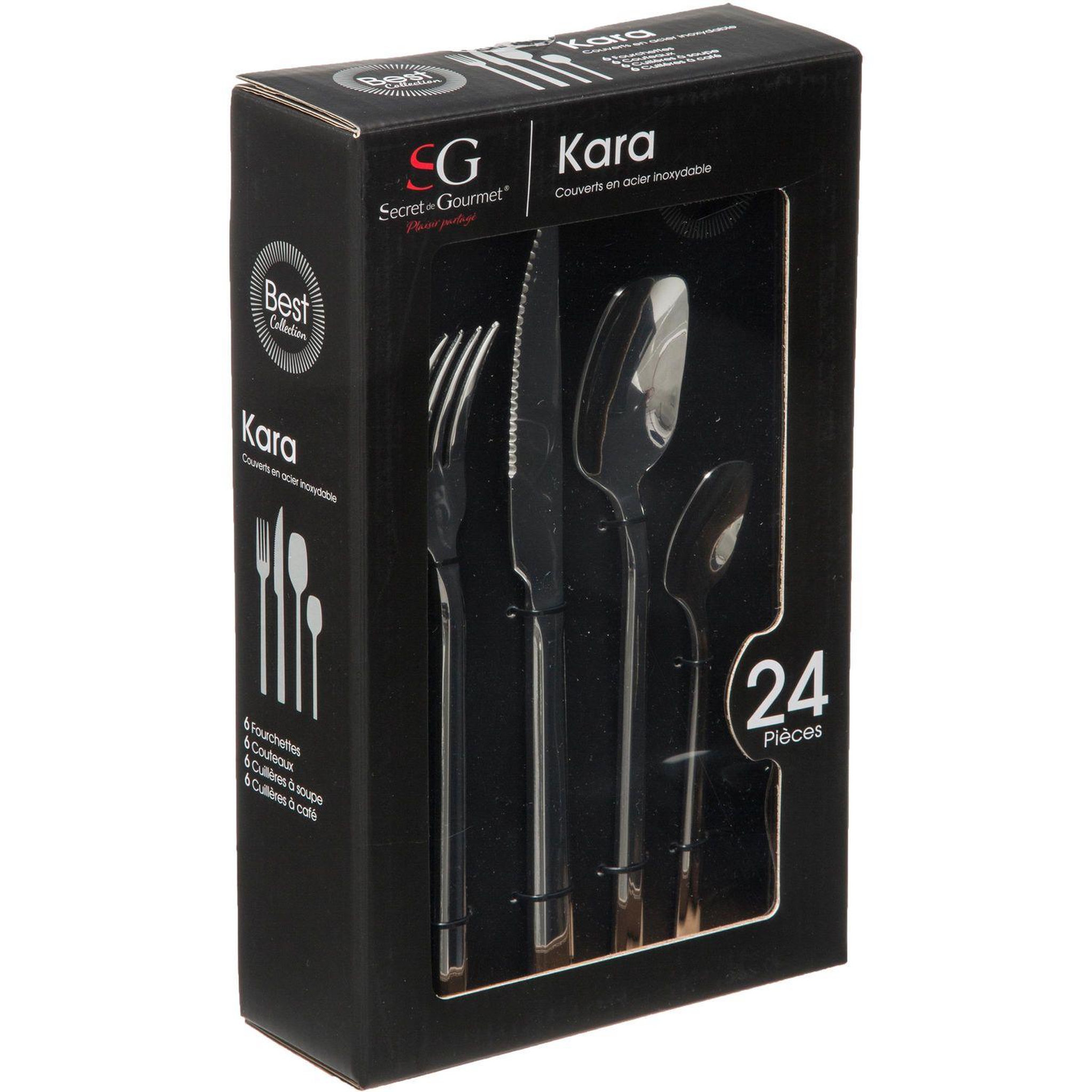 Voir la diapositive 3 : SECRET DE GOURMET Ménagère Kara en Acier inoxydable - 24 pièces - Argent