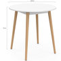Voir la diapositive 4 : ID MARKET Table à manger fixe ronde ANGELA 4 personnes blanc pieds bois 80 cm