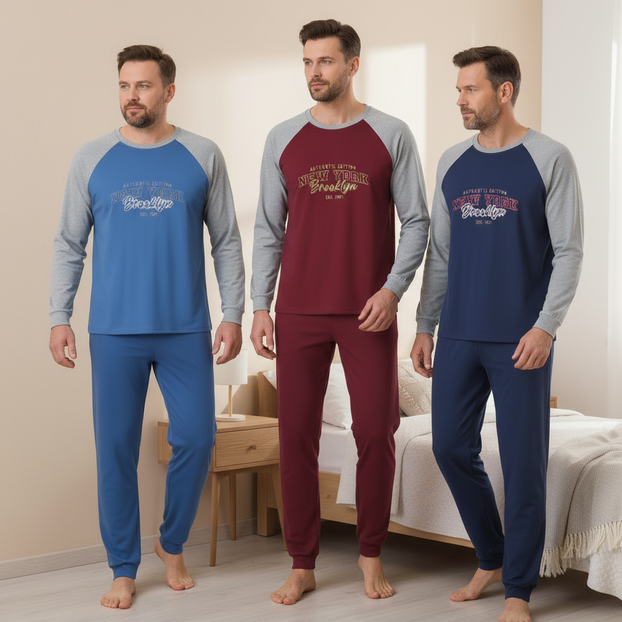 Voir la diapositive 2 : OZABI Ozabi ensemble pyjama homme doublé polaire pack de 3 coloris assortis