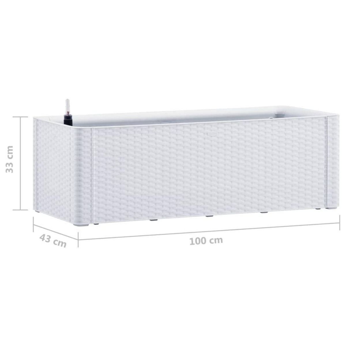 VIDAXL Lit sureleve de jardin et systeme d'arrosage Blanc 100x43x33 cm