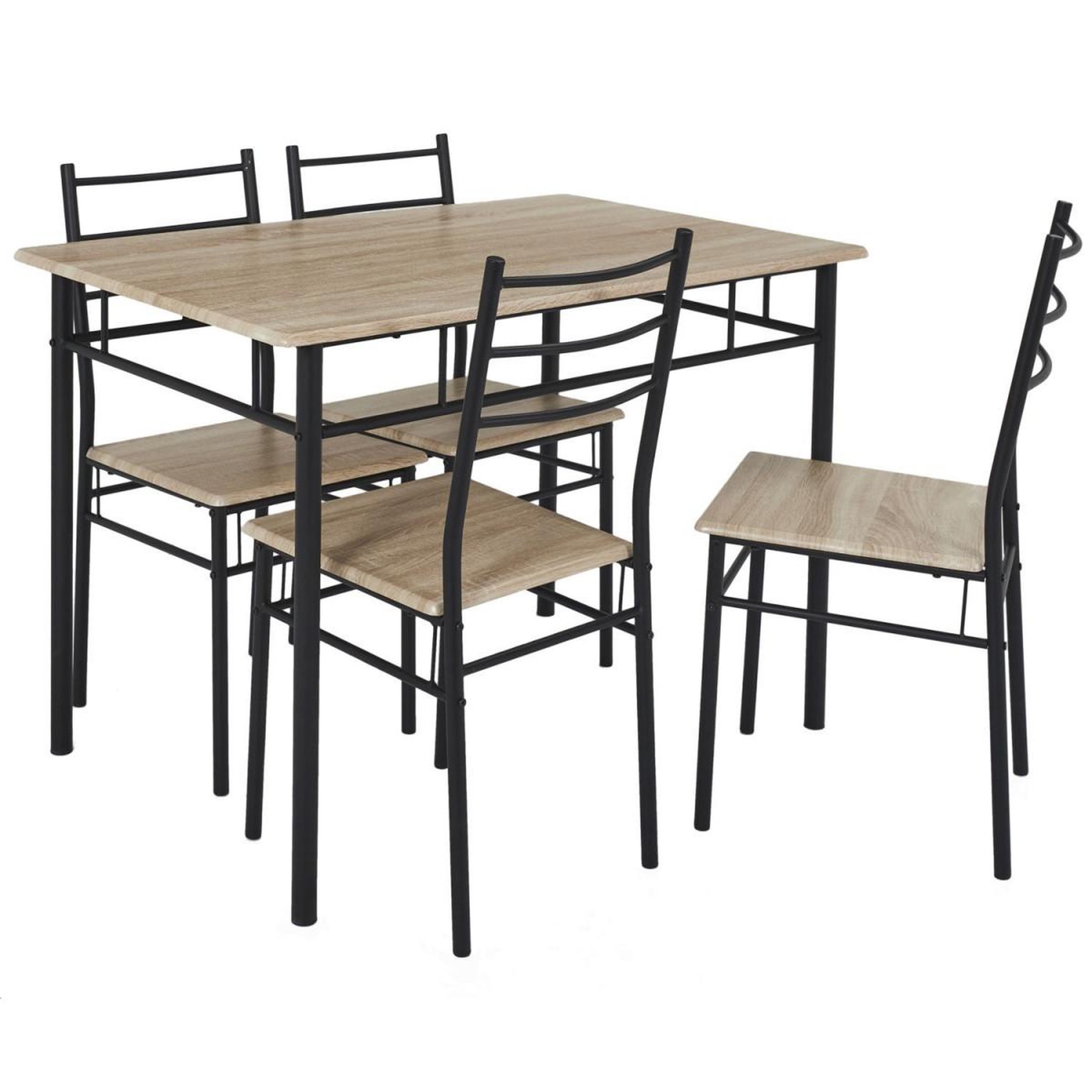 Voir la diapositive 3 : The Home Deco Factory Table à manger & 4 chaises  loka  110cm naturel