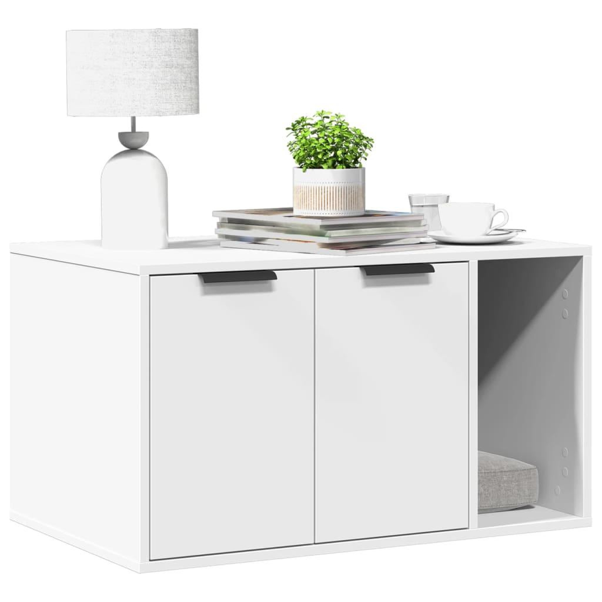 VIDAXL Meuble de bac a litiere pour chat blanc bois d'ingenierie