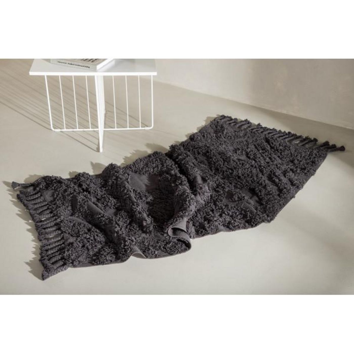 Paris Prix Tapis de Couloir Tufté  Hilma  70x200cm Gris Foncé