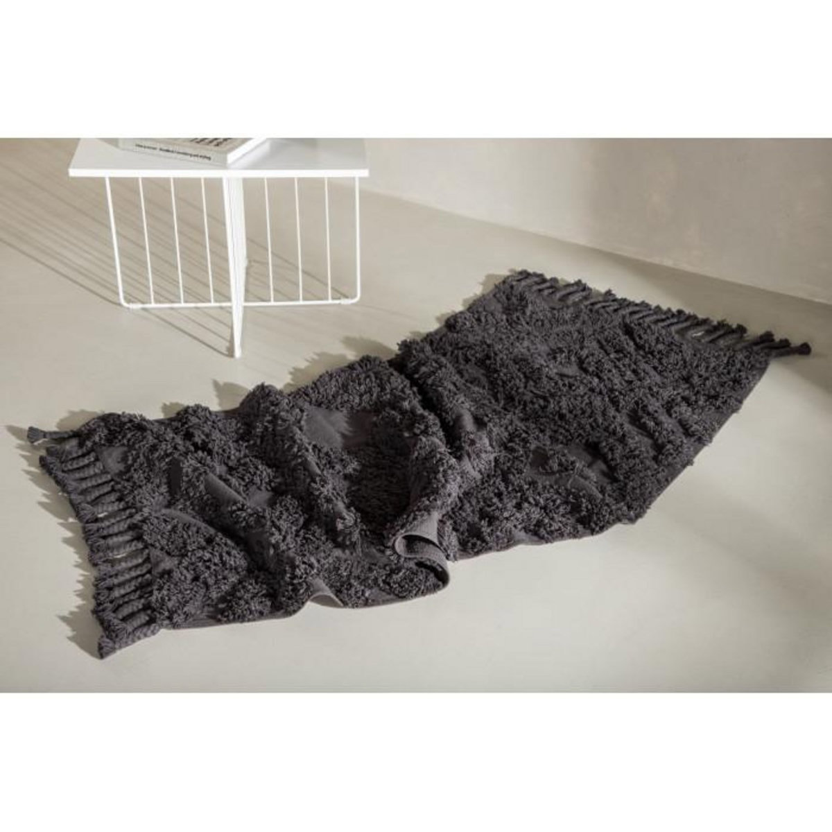 Paris Prix Tapis de Couloir Tufté  Hilma  70x200cm Gris Foncé