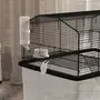 PAWHUT Cage rongeur hamster 2 étages - roulettes, plateforme, échelle, accessoires - PP transparent acier noir