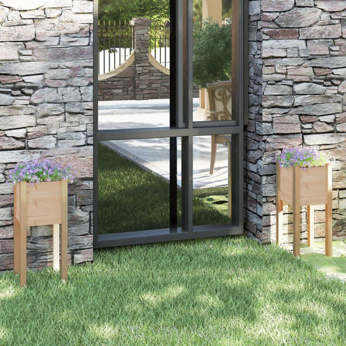 VIDAXL Jardinieres d'exterieur 2 pcs 31x31x70 cm bois de pin massif