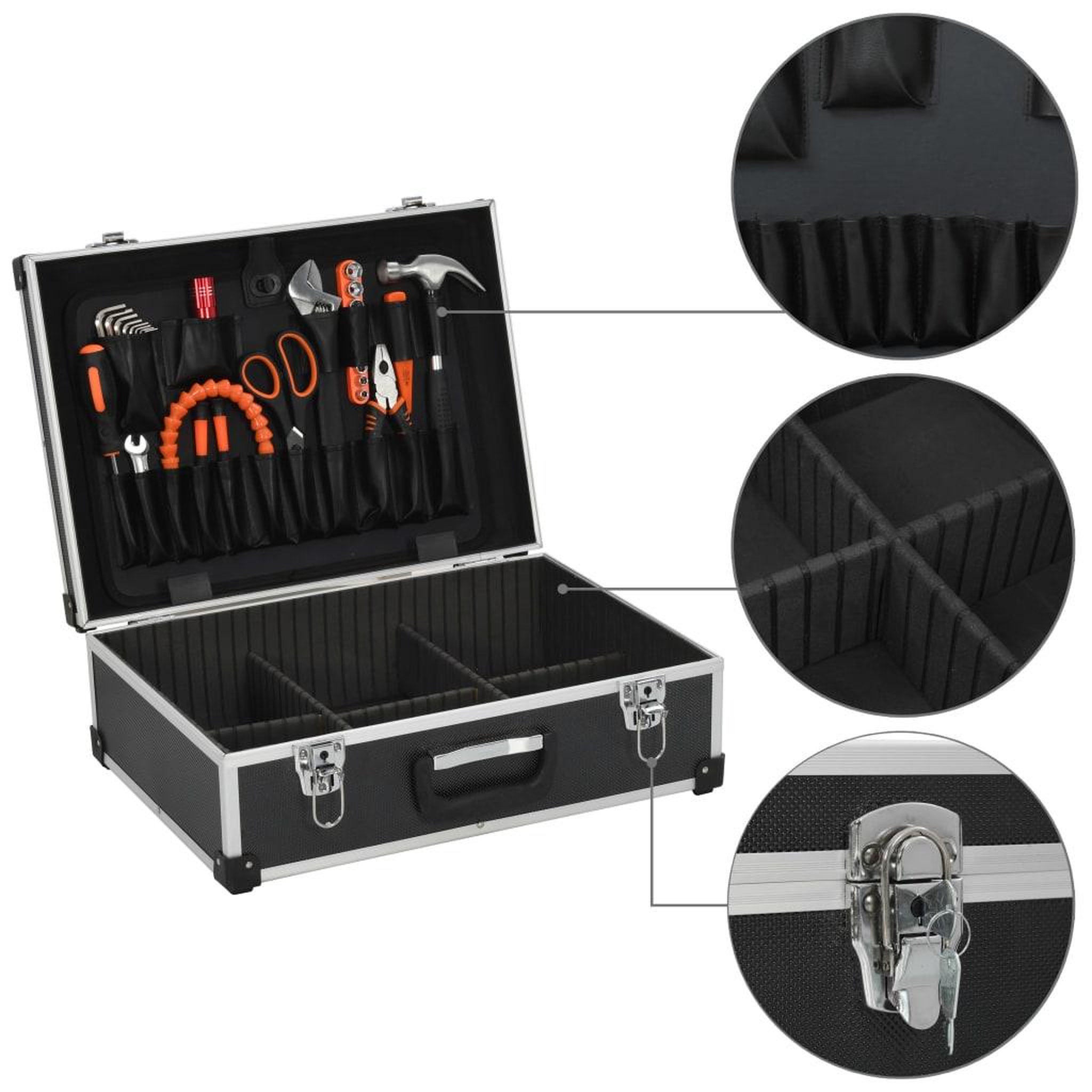 Voir la diapositive 5 : VIDAXL Valise a outils 46 x 33 x 16 cm noir aluminium