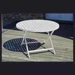 DCB GARDEN Table de jardin ronde pliante - 4/6 places - Aluminium - Gris - MARIUS