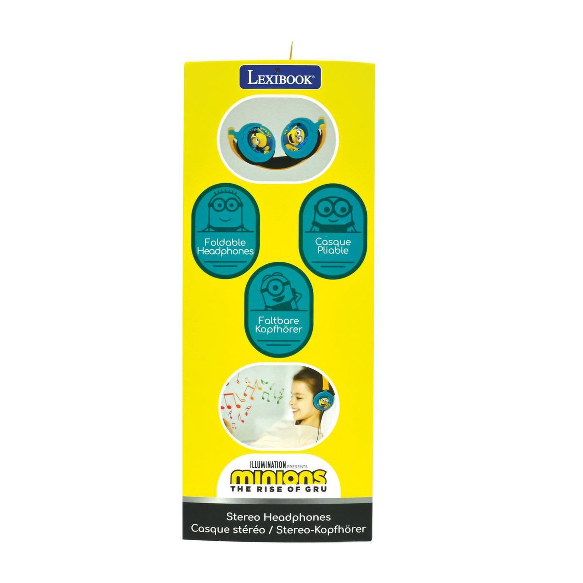 Voir la diapositive 3 : Lexibook Casque stéréo filaire pliable avec limitation de volume d'écoute Les Minions
