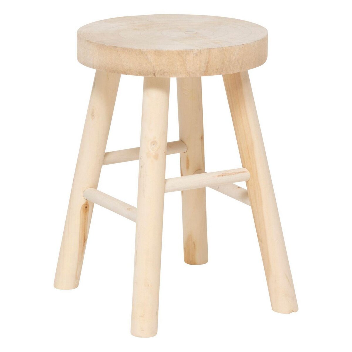 ATMOSPHERA Tabouret d'appoint en bois massif NYAR - Beige
