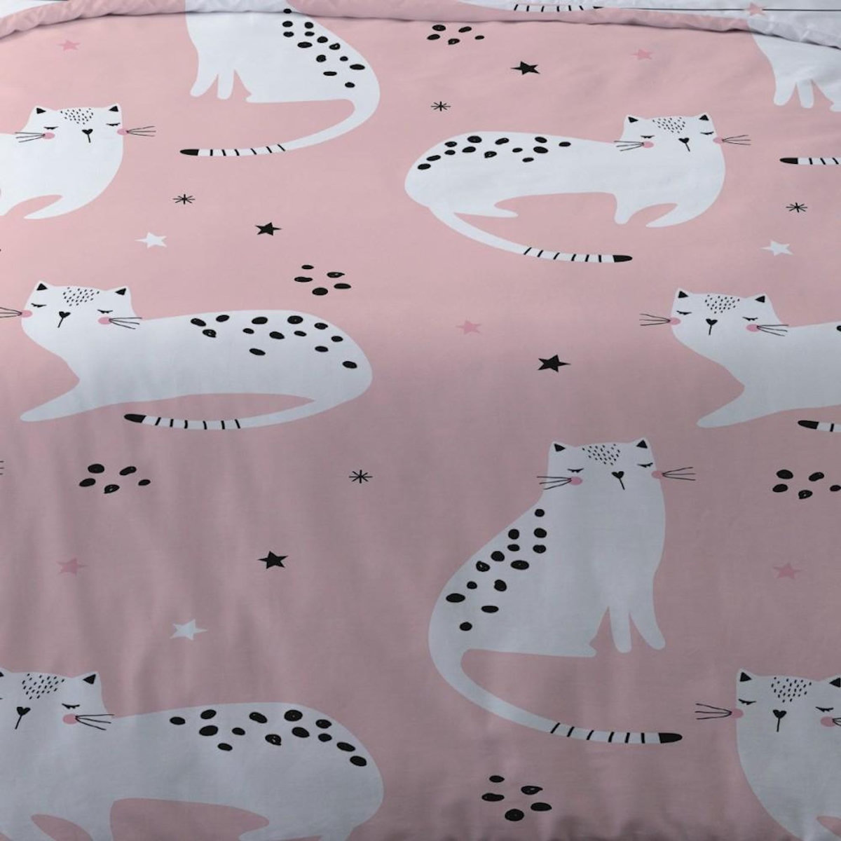 Dourev Housse de couette 140x200 Chaton + 1 taie d'oreiller