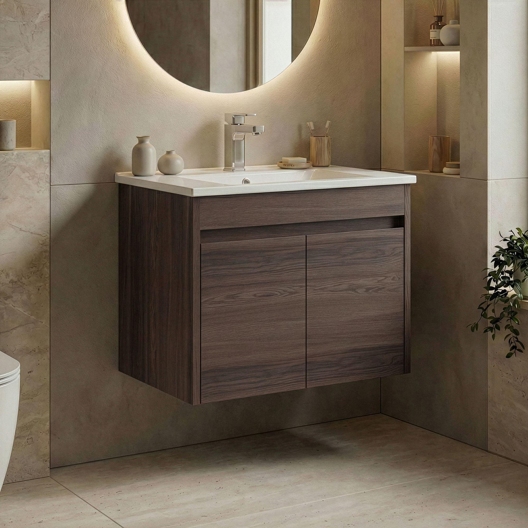 Voir la diapositive 2 : Habitat et Jardin Meuble Vasque  Side 65 v2  - 65 x 45 x 52 cm - Dark Walnut