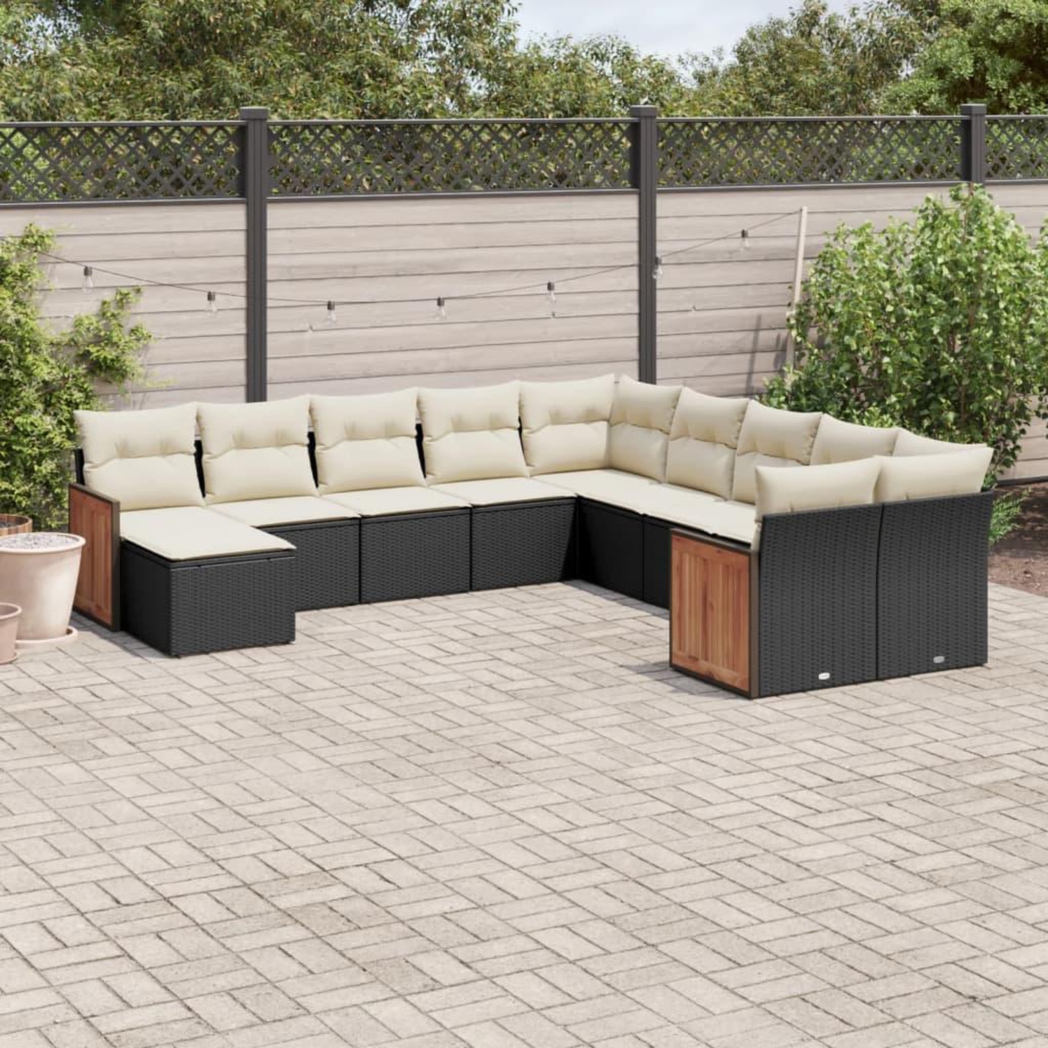 VIDAXL Salon de jardin 11 pcs avec coussins noir resine tressee