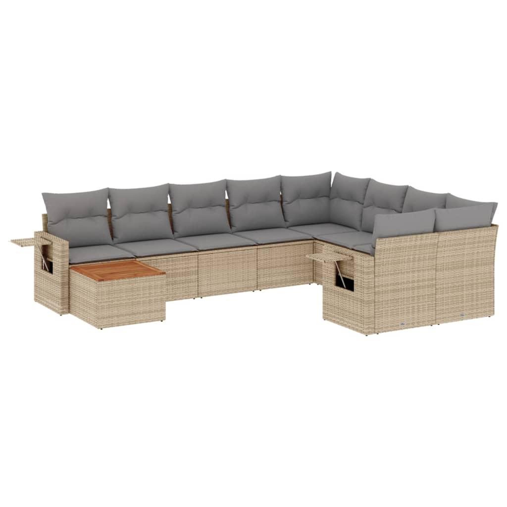 Voir la diapositive 2 : VIDAXL Salon de jardin avec coussins 10 pcs beige resine tressee