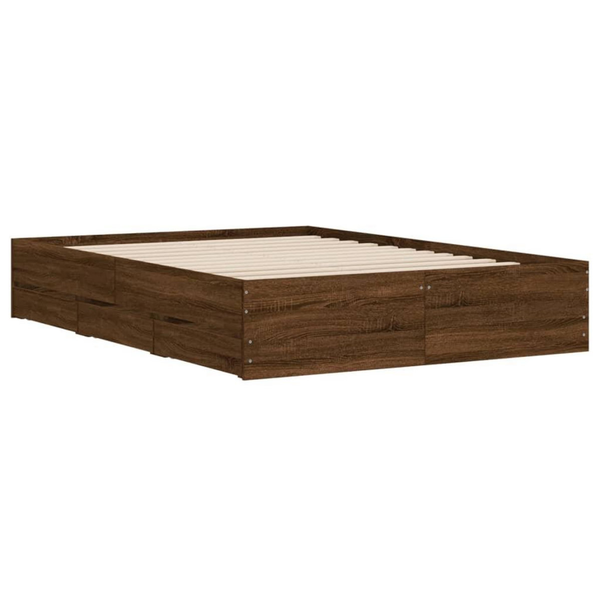 VIDAXL Cadre de lit avec tiroirs sans matelas chene marron 120x190 cm